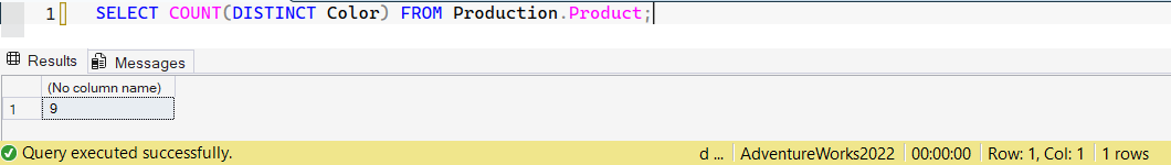 SSMS screenshot: query 13 and its result