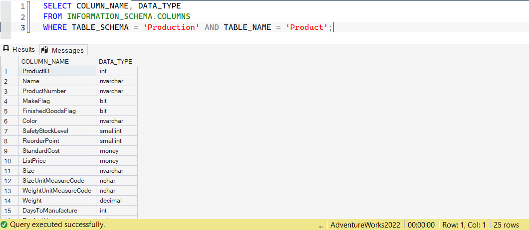 SSMS screenshot: query 24 and its result