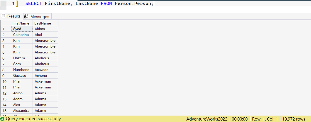 SSMS screenshot: query 4 and its result