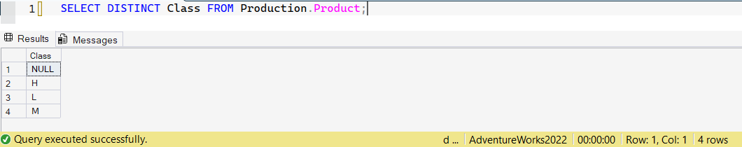 SSMS screenshot: query 8 and its result