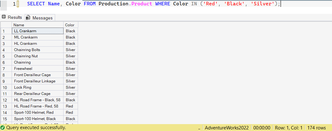 SSMS screenshot: query 11 and its result
