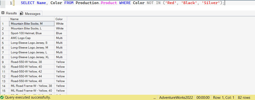 SSMS screenshot: query 12 and its result