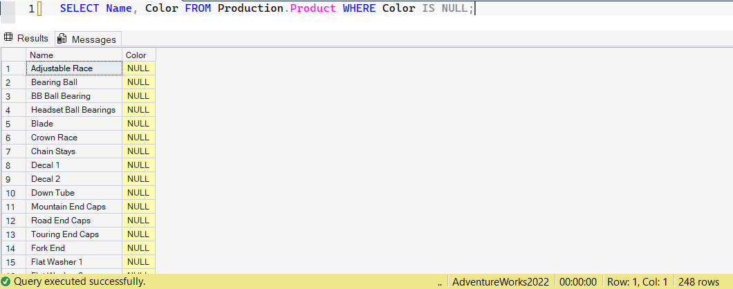 SSMS screenshot: query 14 and its result