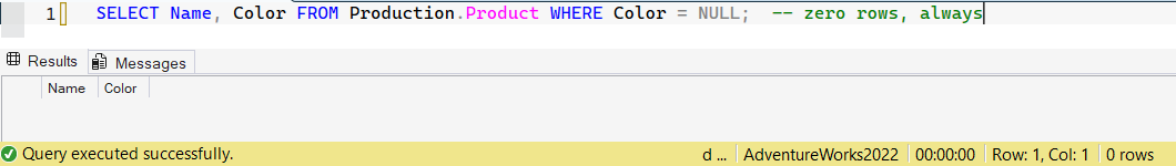 SSMS screenshot: query 16 and its result