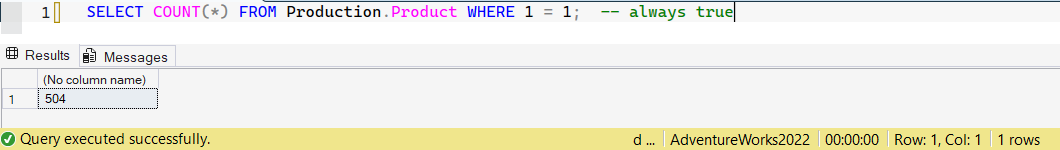 SSMS screenshot: query 25 and its result