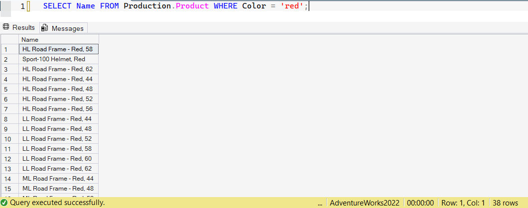 SSMS screenshot: query 27 and its result