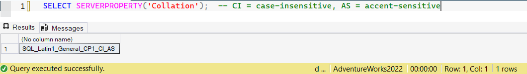 SSMS screenshot: query 28 and its result