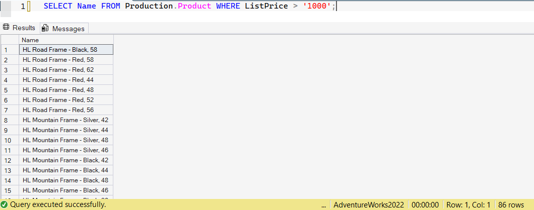 SSMS screenshot: query 29 and its result