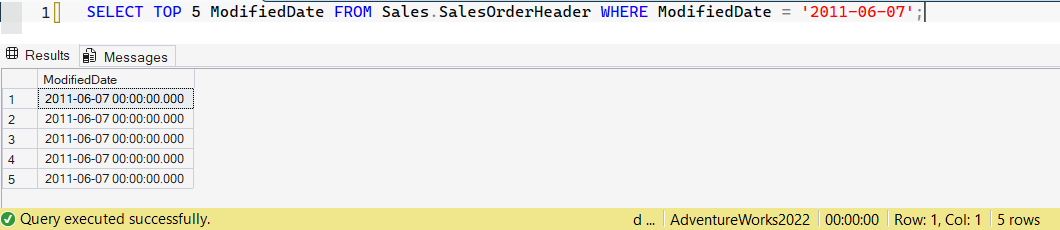 SSMS screenshot: query 35 and its result