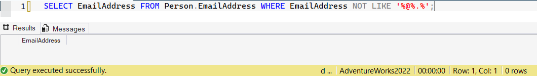 SSMS screenshot: query 38 and its result