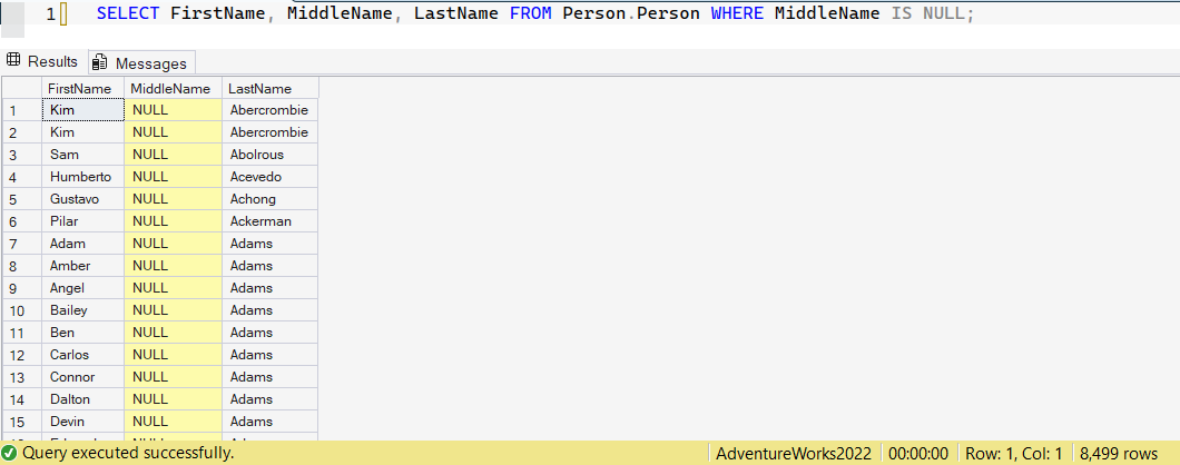 SSMS screenshot: query 41 and its result