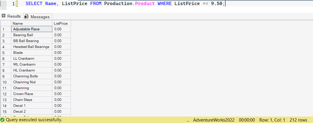 SSMS screenshot: query 7 and its result