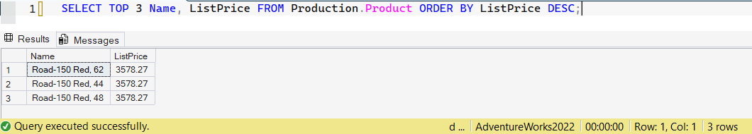 SSMS screenshot: query 11 and its result