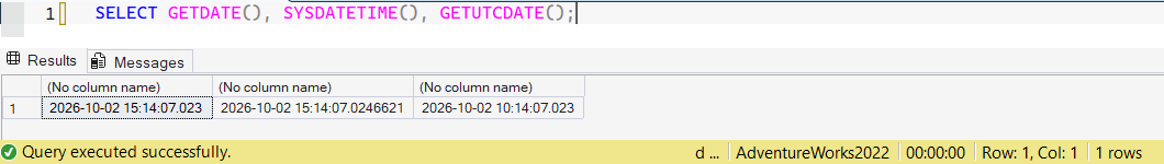 SSMS screenshot: query 23 and its result
