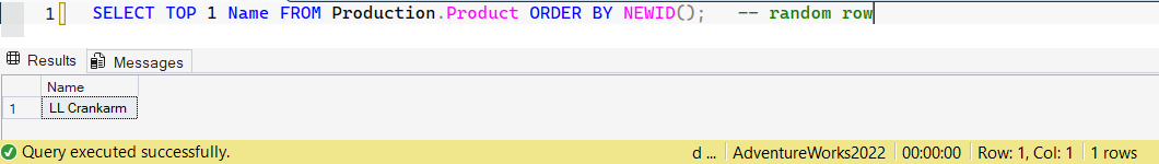 SSMS screenshot: query 27 and its result
