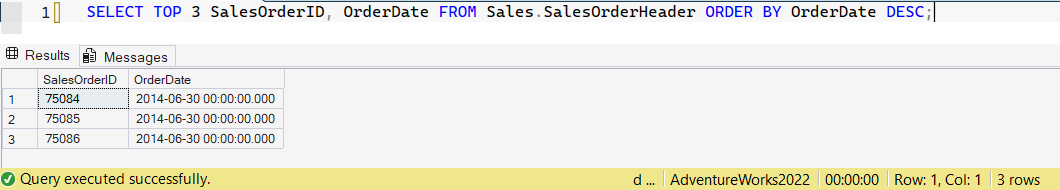 SSMS screenshot: query 28 and its result