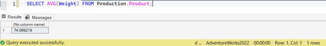 SSMS screenshot: query 12 and its result