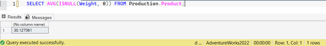 SSMS screenshot: query 13 and its result