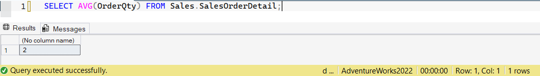 SSMS screenshot: query 19 and its result