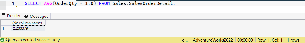 SSMS screenshot: query 20 and its result
