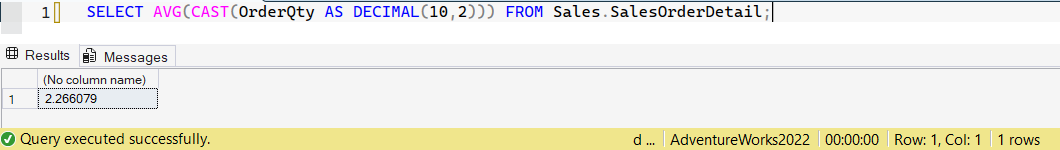 SSMS screenshot: query 21 and its result