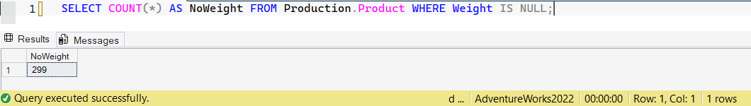 SSMS screenshot: query 27 and its result