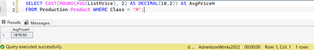 SSMS screenshot: query 29 and its result