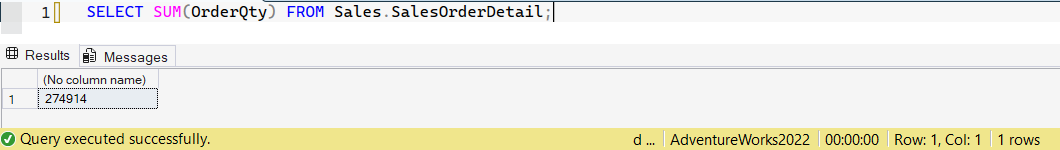 SSMS screenshot: query 4 and its result