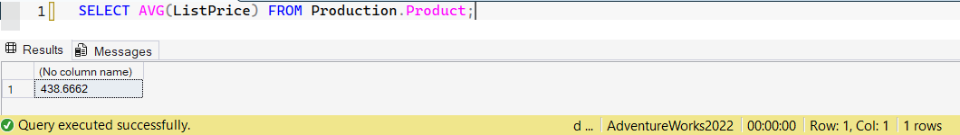 SSMS screenshot: query 7 and its result