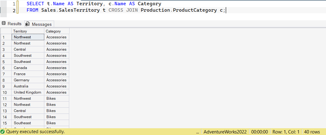 SSMS screenshot: query 17 and its result