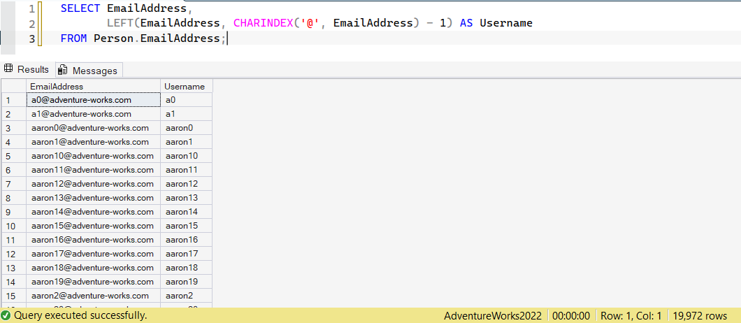 SSMS screenshot: query 7 and its result