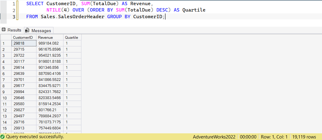 SSMS screenshot: query 11 and its result